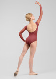 ELODIE long sleeve leotard by Grand Prix nylon+mesh, french rose, M