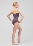 BIANCA camisole leotard by Grand Prix nylon+mesh, vintage violet, M