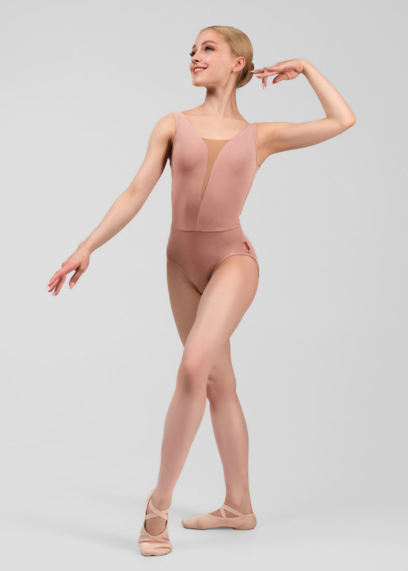 GABRIELLE tank leotard by Grand Prix nylon, corall almond, XS