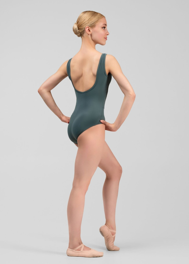GABRIELLE tank leotard by Grand Prix nylon, green lake, S