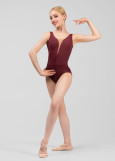 GABRIELLE tank leotard by Grand Prix nylon, italian plum, L