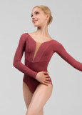 DANICA long raglan sleeve leotard by Grand Prix nylon, french rose, S