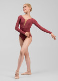DANICA long raglan sleeve leotard by Grand Prix nylon, french rose, S