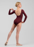 DANICA long raglan sleeve leotard by Grand Prix nylon, italian plum, XS