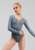 DANICA long raglan sleeve leotard by Grand Prix nylon, niagara, S
