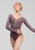 DANICA long raglan sleeve leotard by Grand Prix nylon, vintage violet, S