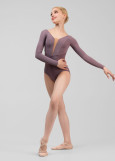 DANICA long raglan sleeve leotard by Grand Prix nylon, vintage violet, S