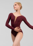 DANICA long raglan sleeve leotard by Grand Prix nylon, italian plum, XS