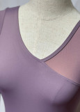 GRETA long sleeve leotard by Grand Prix nylon+mesh, vintage violet, M