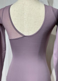GRETA long sleeve leotard by Grand Prix nylon+mesh, vintage violet, M