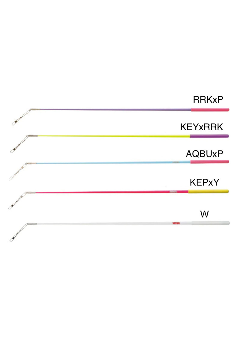 Stick for gymnastics SASAKI NEW FIG MJ-82, 50cm fiber glass, FluoYellow×Lilac (KEY×RRK) , 50cm