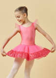 Tutu dress TIANA lycra+tulle, pink silk, 128cm
