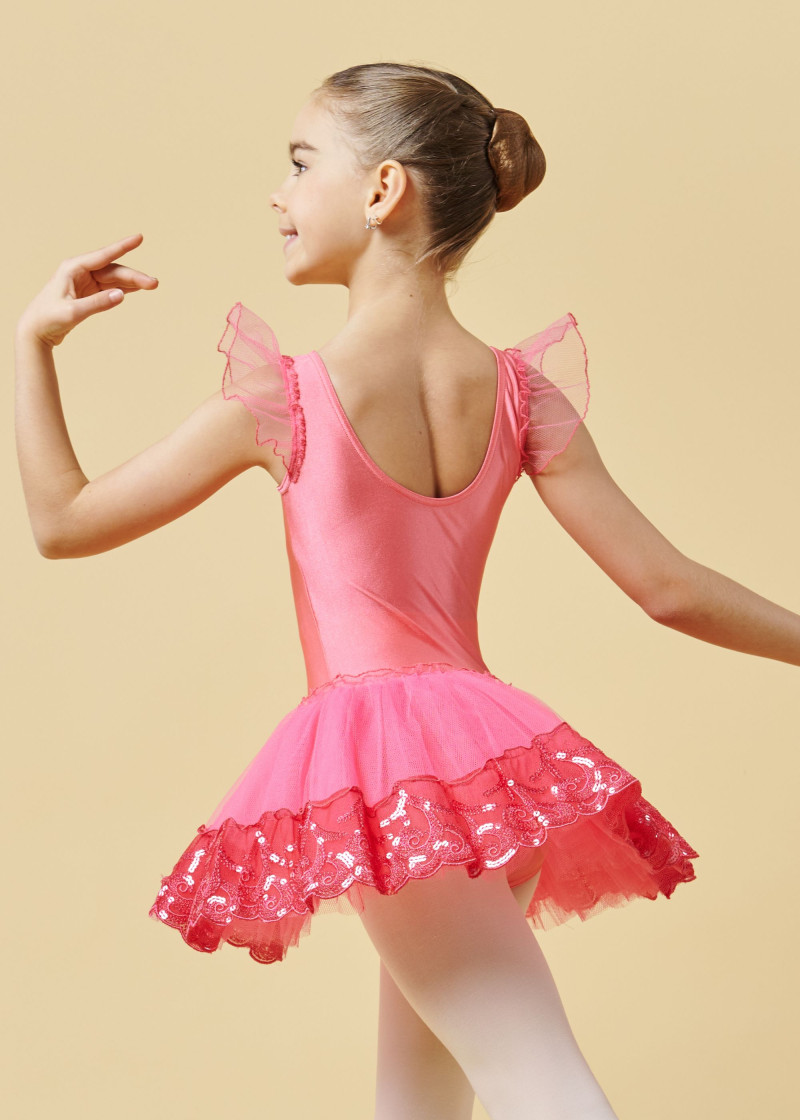 Tutu dress TIANA lycra+tulle, pink silk, 128cm