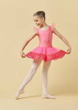 Tutu dress TIANA lycra+tulle, pink silk, 128cm