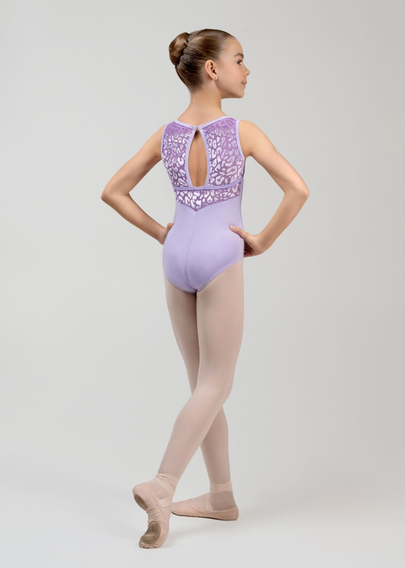MIMI tank leotard by Grand Prix polyamide micro+flocked mesh, lilac, 128cm