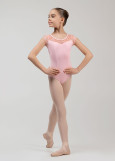 KIKI short sleeve leotard by Grand Prix polyamide micro+flocked mesh, pink, 140cm