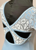 KIKI short sleeve leotard by Grand Prix polyamide micro+flocked mesh, powder blue, 146cm