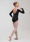DANIELLE long sleeve leotard by Grand Prix polyamide micro+flocked mesh, black, 146cm