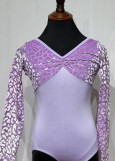 DANIELLE long sleeve leotard by Grand Prix polyamide micro+flocked mesh, lilac, 146cm