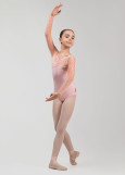 DANIELLE long sleeve leotard by Grand Prix polyamide micro+flocked mesh, pink, 146cm