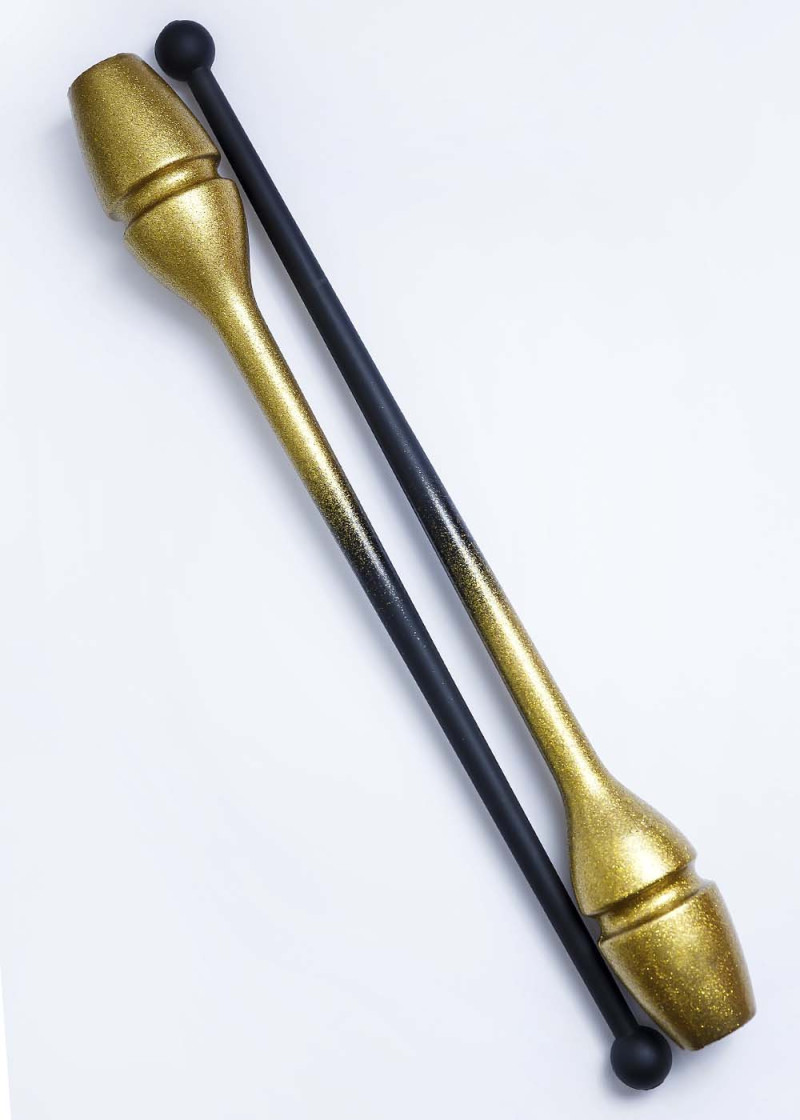 Clubs for gymnastics SASAKI NEW FIG M-34GH, 44cm rubber, Black x Gold (BxGD), 44cm