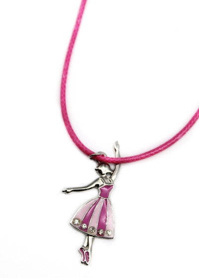 Cord with pendant Ballerina raspberry , 44cm