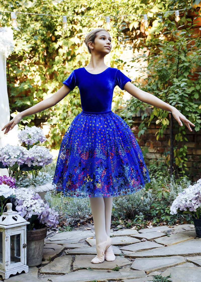 Leotard CINDERELLA, short sleeve 100%polyester, blue, 104-110(26)