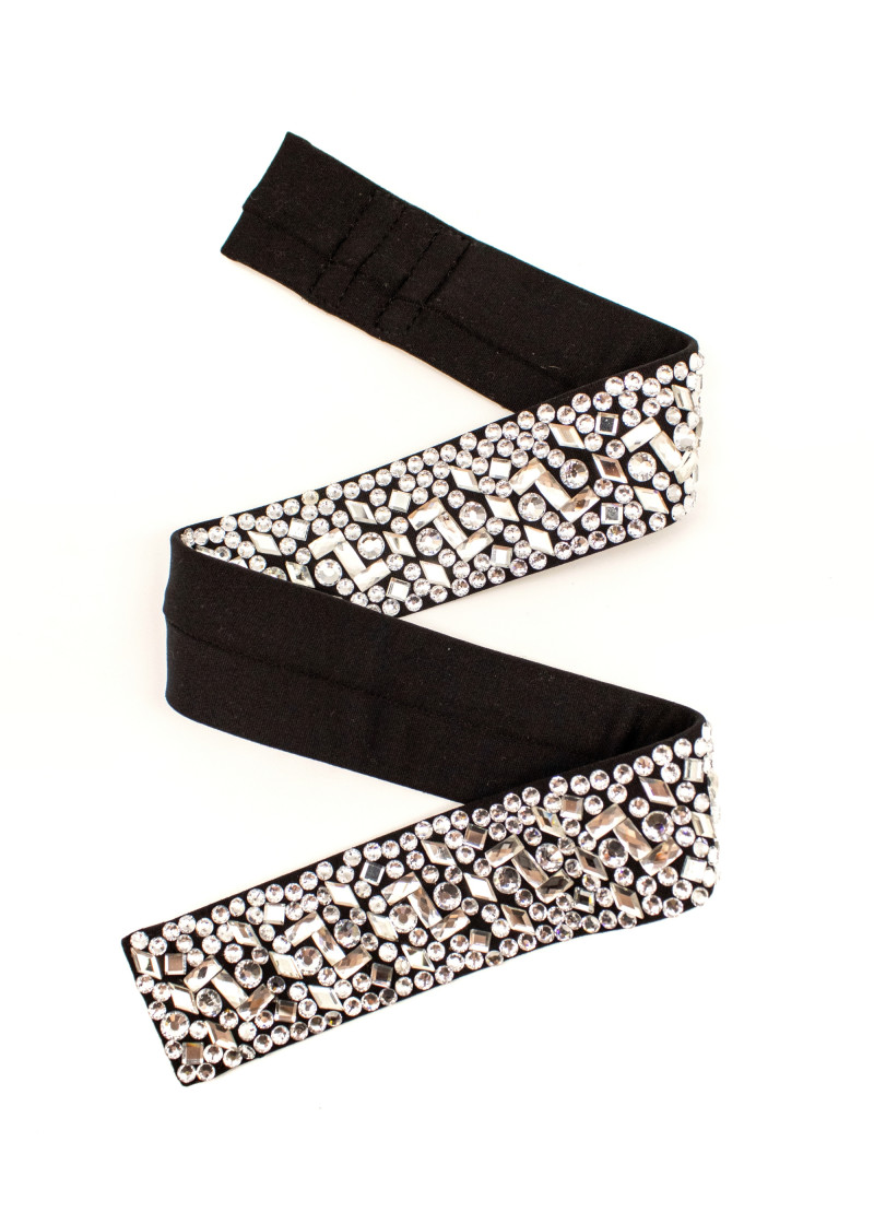 Elastic Belt with Crystals by Grand Prix Jill polyamide micro, black, Crystal , M-L Elastic Belt with Crystals by Grand Prix Jill polyamide micro, black, Crystal , M-L