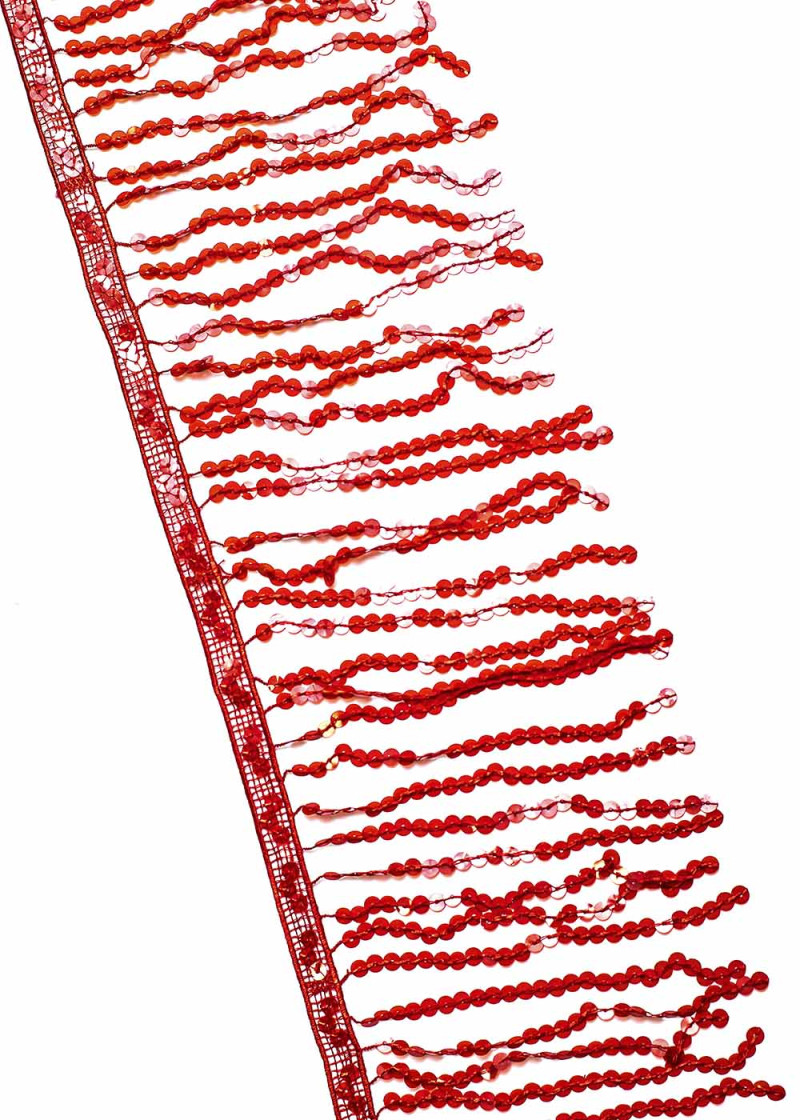 Sequin dance fringe red coral, 15cm