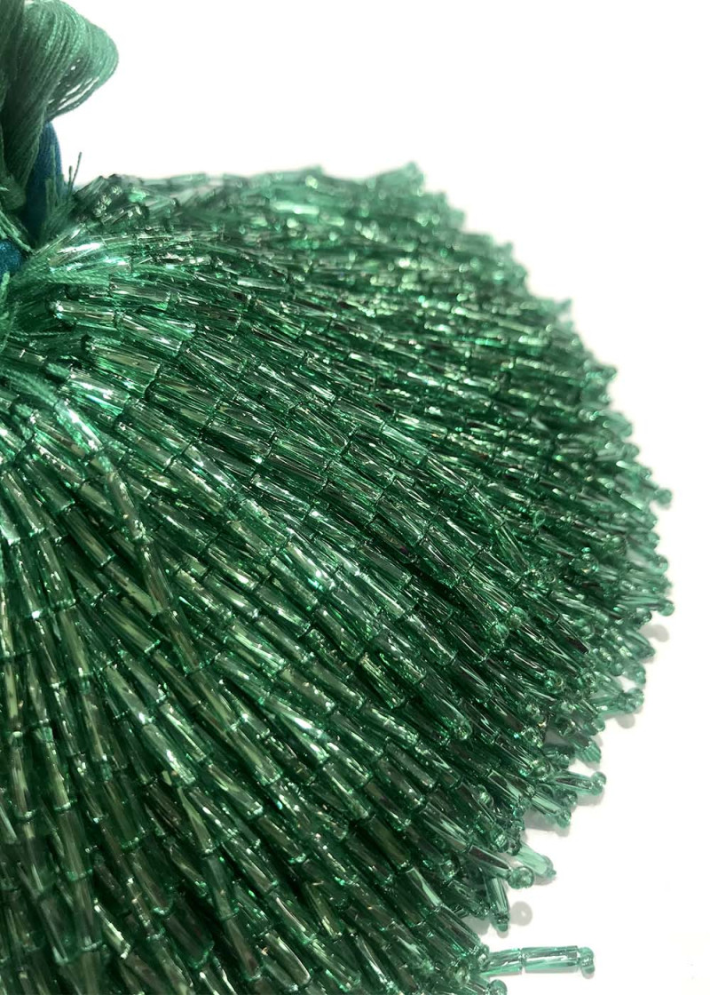 Twisted bead droppers glass, Malachite, 7cm