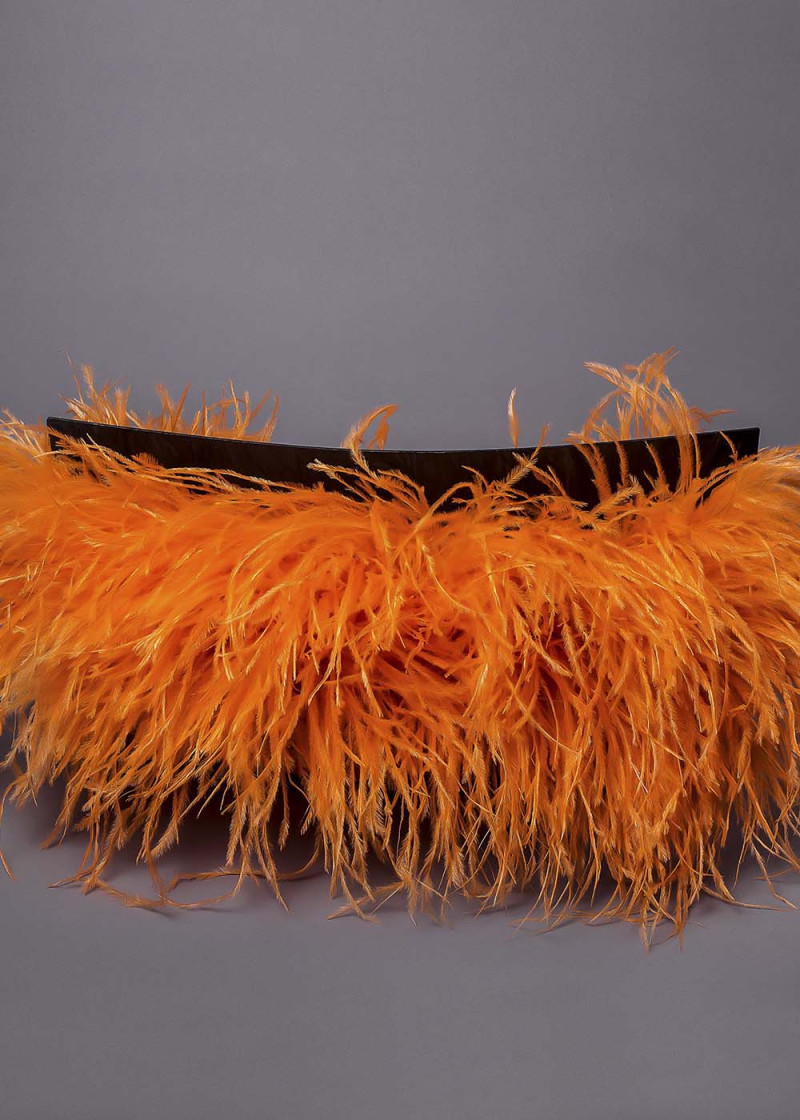 Ostrich feather fringe feathers, light orange, 15cm