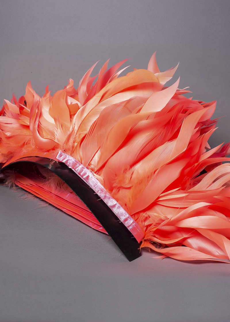 Goose feathers Twisted feathers, coral, 15cm