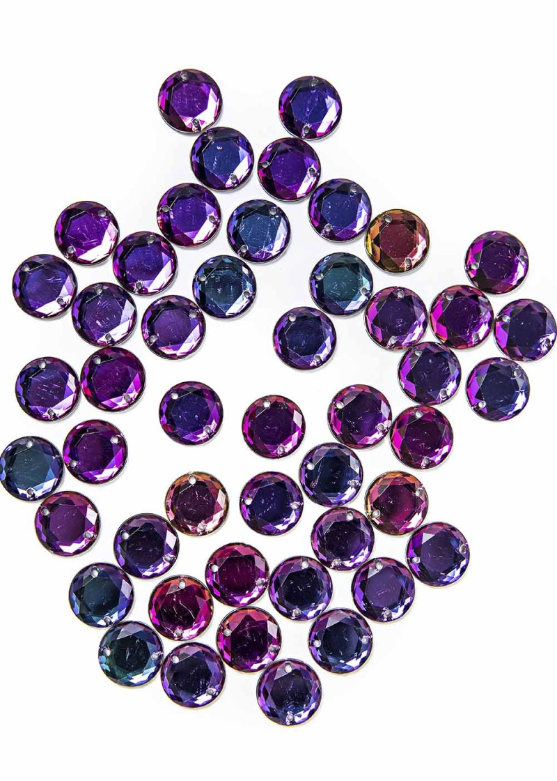 Sew on acrylic rhinestone Elizabeth ROUND 12 Crystal Vitrail Medium