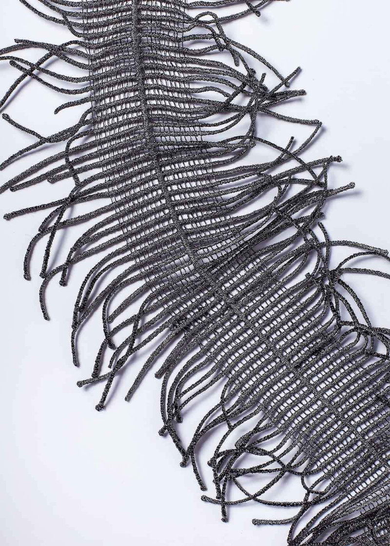 Crochet ribbon SABRINA 100%polyester, Jet Hematite, 15cm