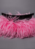 Ostrich feather fringe feathers, tropic grapefruit, 15cm