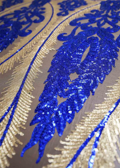 Sequin on net HELEN 60%polyamide, 40%elastane, cornflower blue, 1.4m