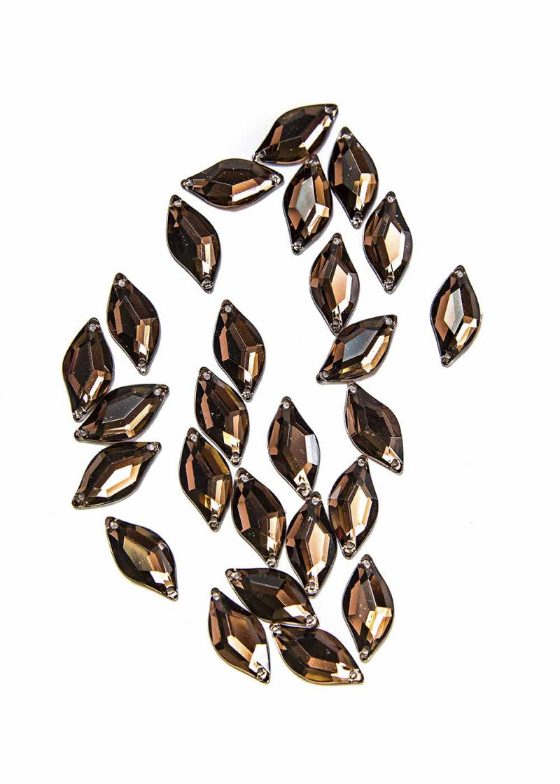 Sew on acrylic rhinestone Elizabeth LEAF 20 Smoked Topaz