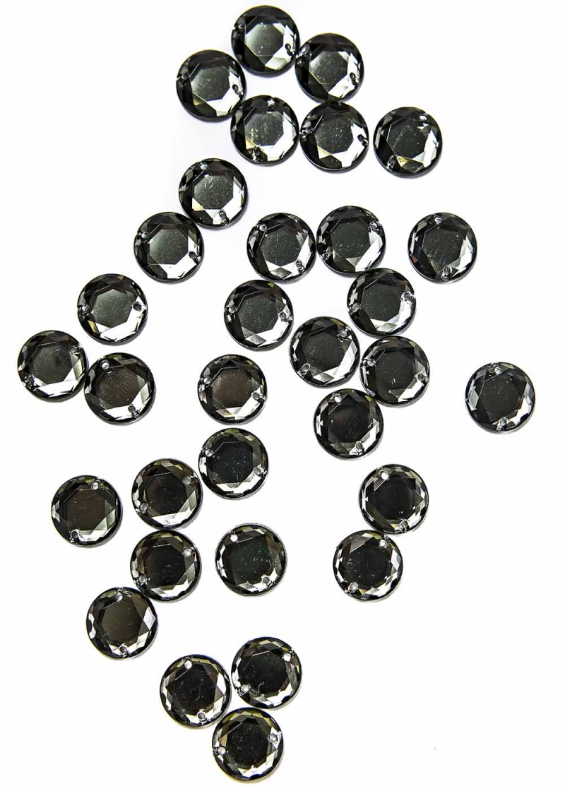 Sew on acrylic rhinestone Elizabeth ROUND 12 Black Diamond