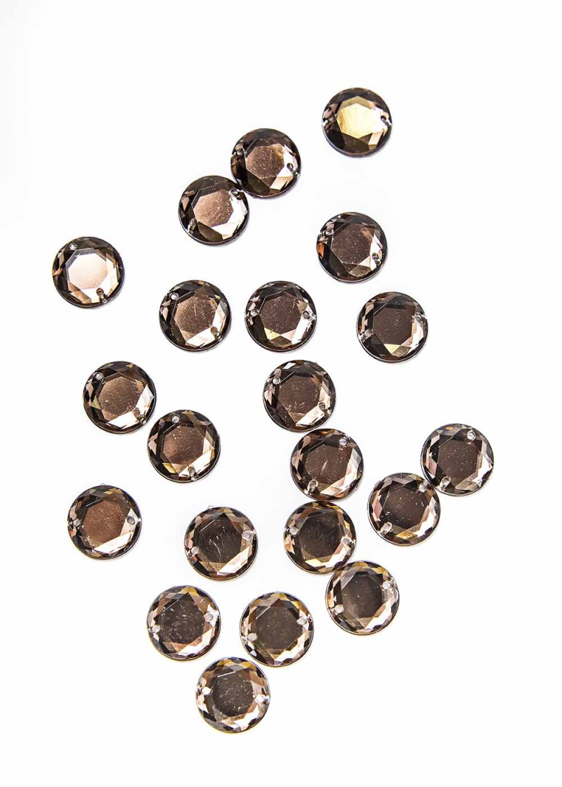 Sew on acrylic rhinestone Elizabeth ROUND 12 Smoked Topaz