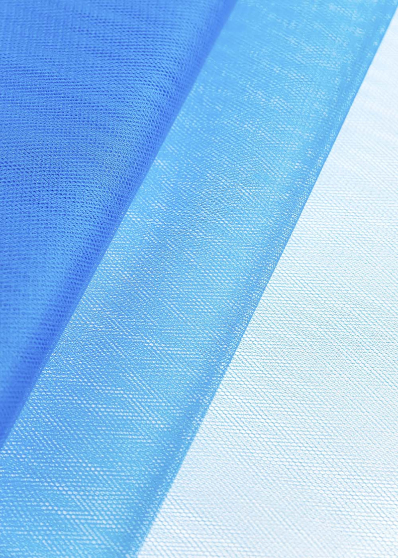 Semi stiff tulle 100%nylon, fluorescent blue, 1.5m