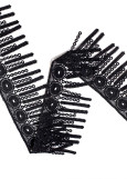 Lace fringe LORENA 100%polyester, black, 7cm