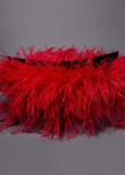 Ostrich feather fringe feathers, red poppy, 15cm