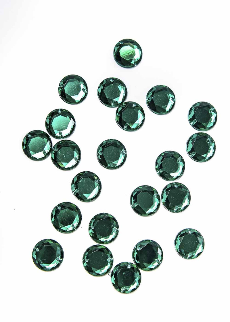 Sew on acrylic rhinestone Elizabeth ROUND 12 Emerald