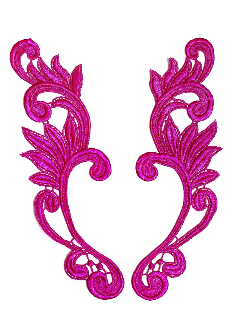 Lace motif BRITTANY 100%polyamide, fuchsia, 21x6,5cm