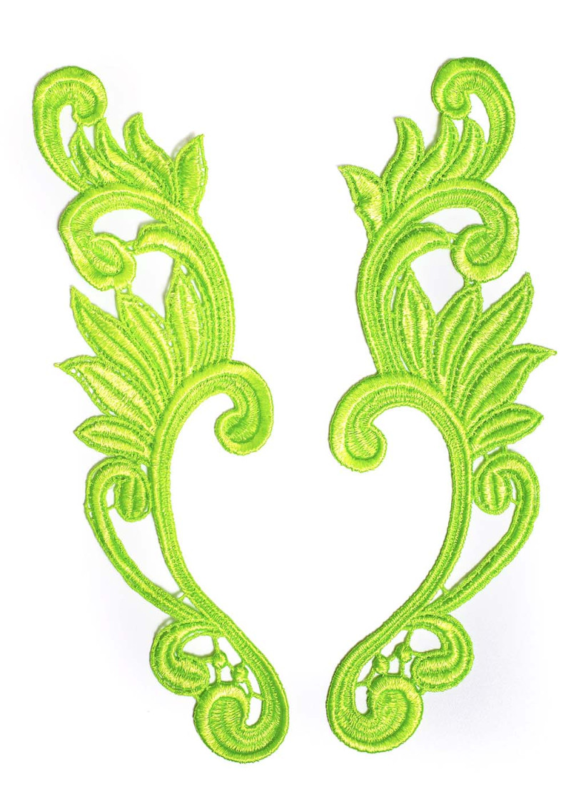 Lace motif BRITTANY 100%polyamide, lime green, 21x6,5cm