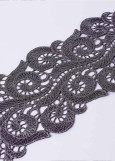 Lace ribbon SELINA 100%polyester, Jet Hematite, 10cm