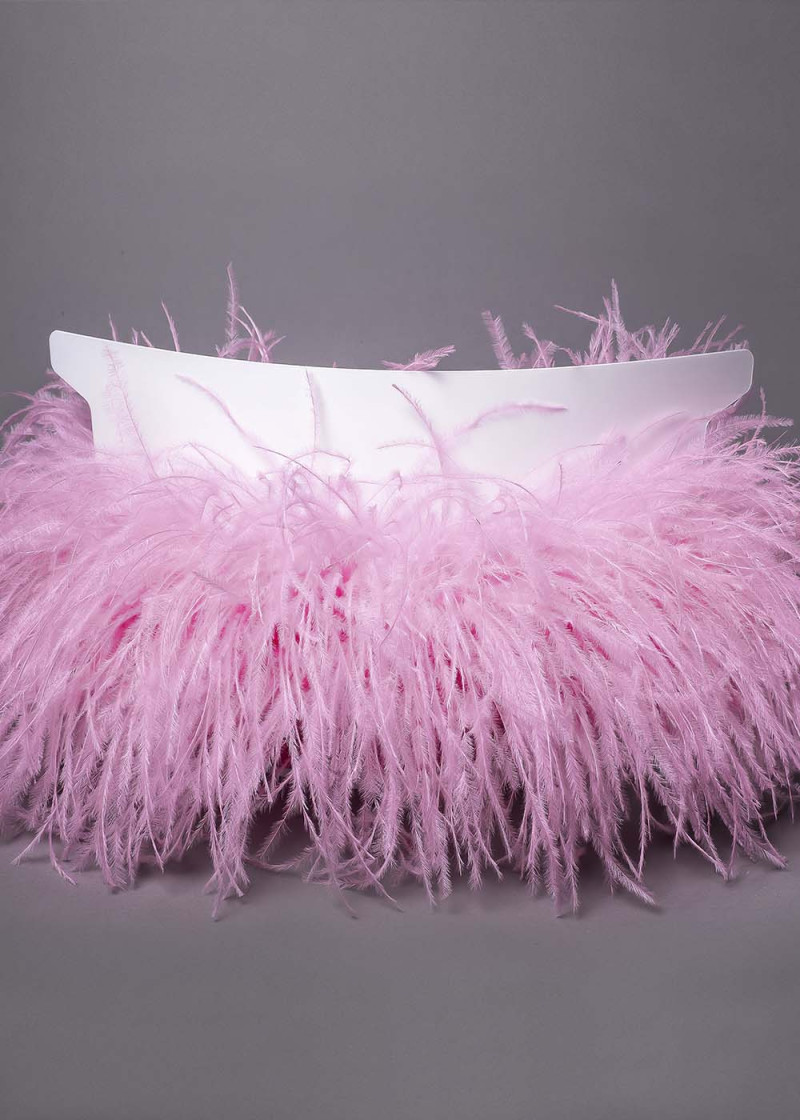 Ostrich feather fringe feathers, flamingo, 15cm