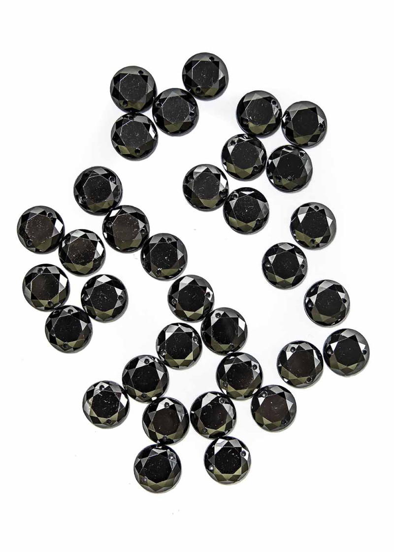 Sew on acrylic rhinestone Elizabeth ROUND 10 Jet Hematite