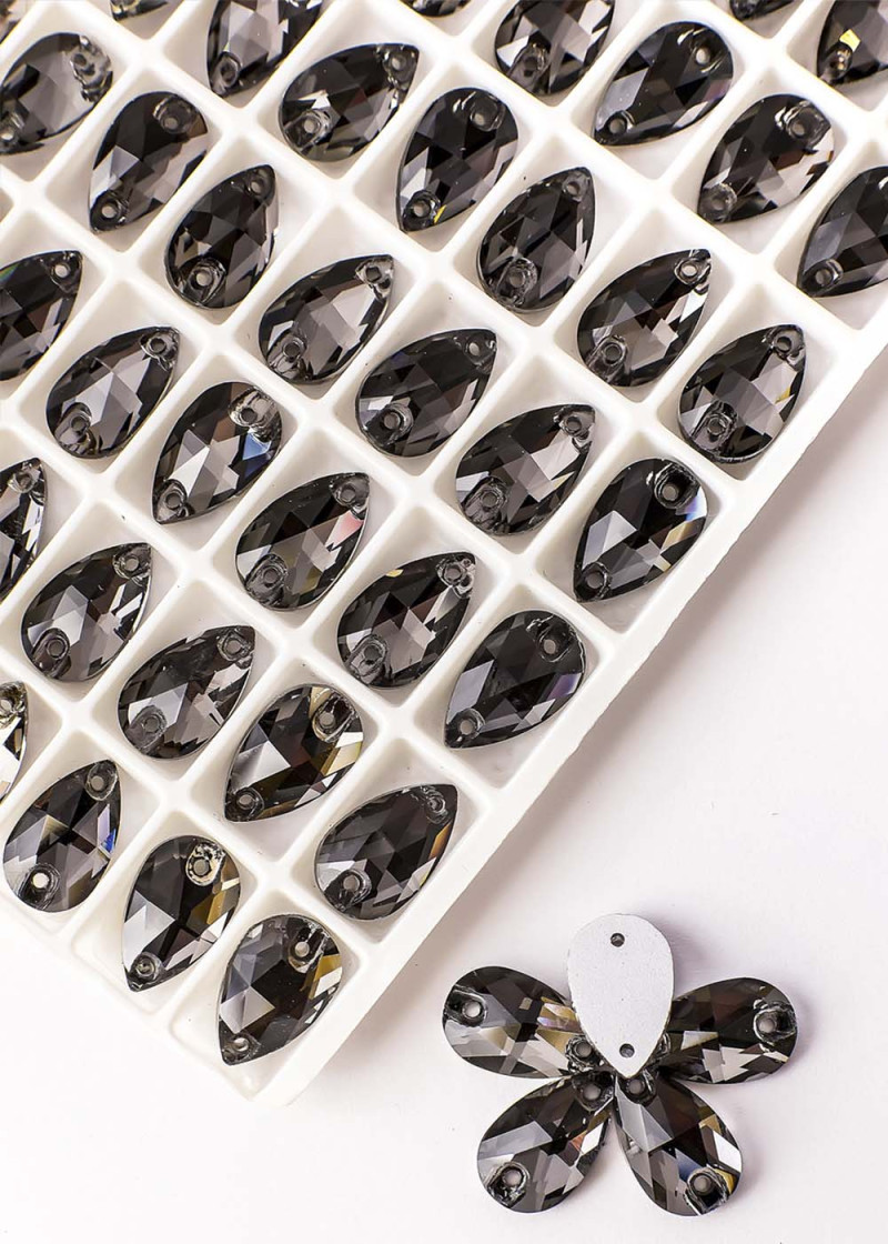 Sew on rhinestones Elizabeth DROP 12 Black Diamond