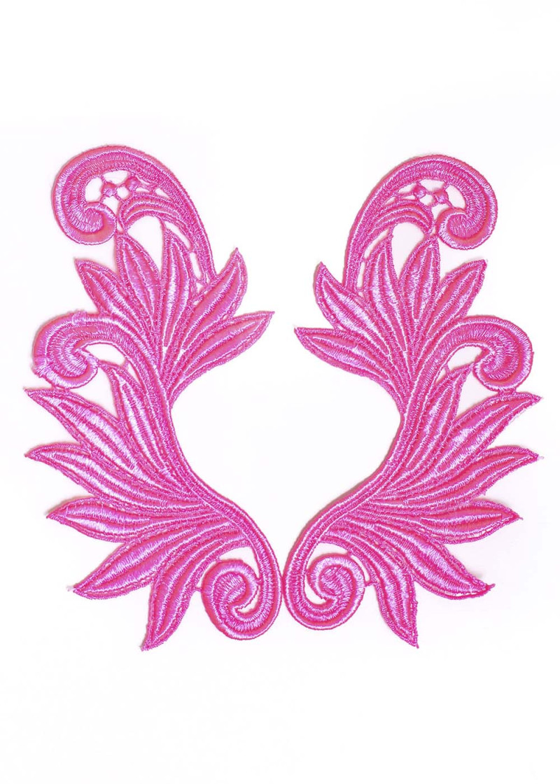 Lace motif BRIDGET 100%polyamide, flamingo, 15х8cm